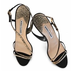 MANOLO BLAHNIK S Strap Snake-Print Sandals - 39